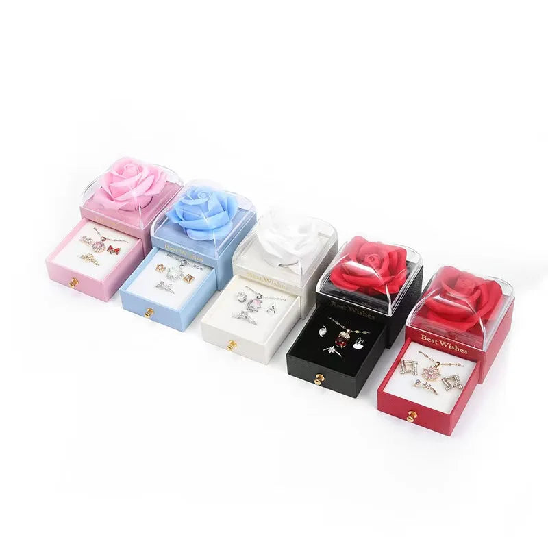 Birthstone Heart Pendant Necklace for Women with Rose Gift Box Stainless Steel Chain Fashion Jewelry Birthday Mom Christmas