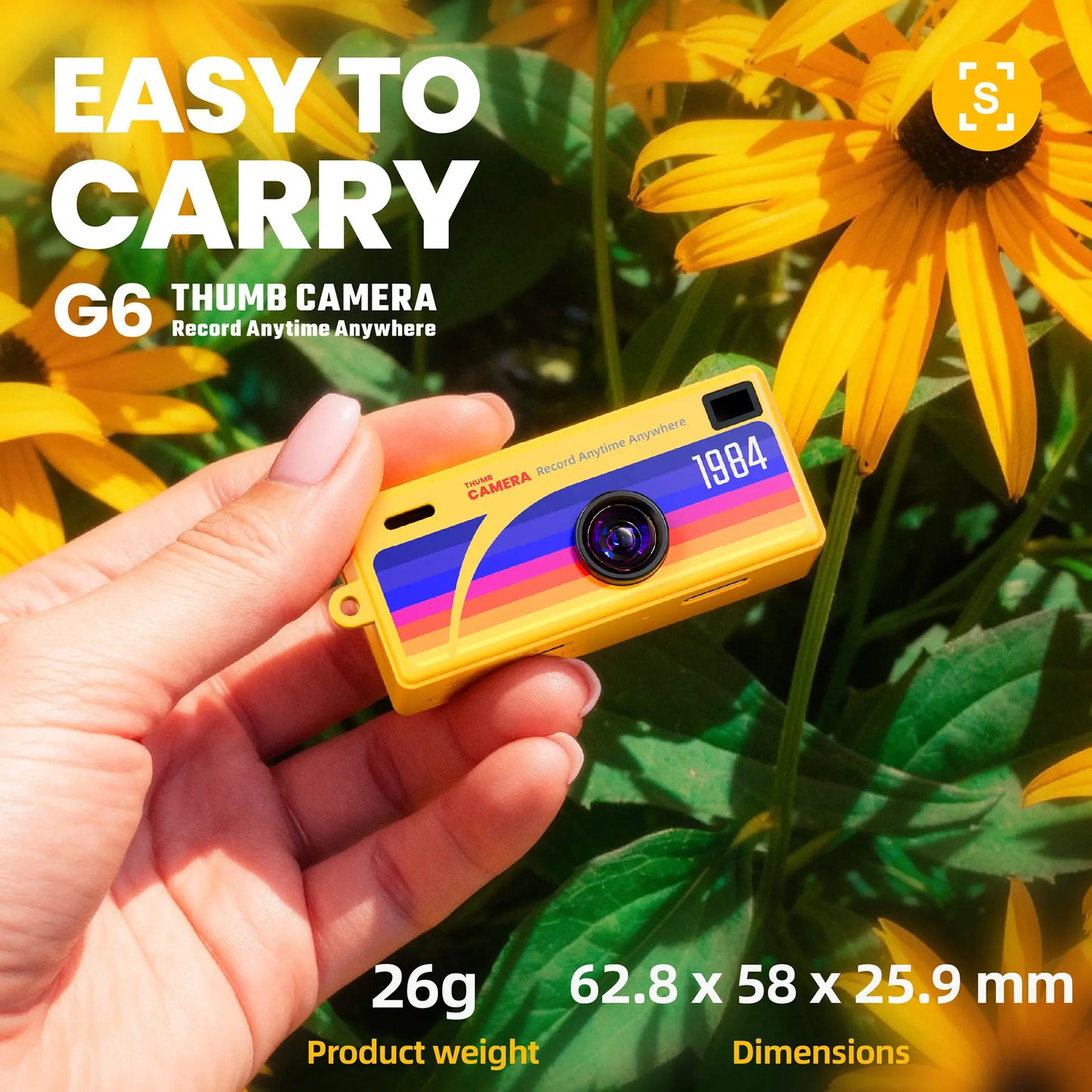 G6 Retro Mini Keychain Thumb Camera 1080P HD Recorder Built-In Flash Auto Focus 130° Wide Angle Lens LCD Screen Portable Camera