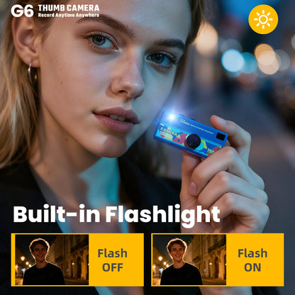 G6 Retro Mini Keychain Thumb Camera 1080P HD Recorder Built-In Flash Auto Focus 130° Wide Angle Lens LCD Screen Portable Camera