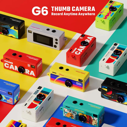 G6 Retro Mini Keychain Thumb Camera 1080P HD Recorder Built-In Flash Auto Focus 130° Wide Angle Lens LCD Screen Portable Camera
